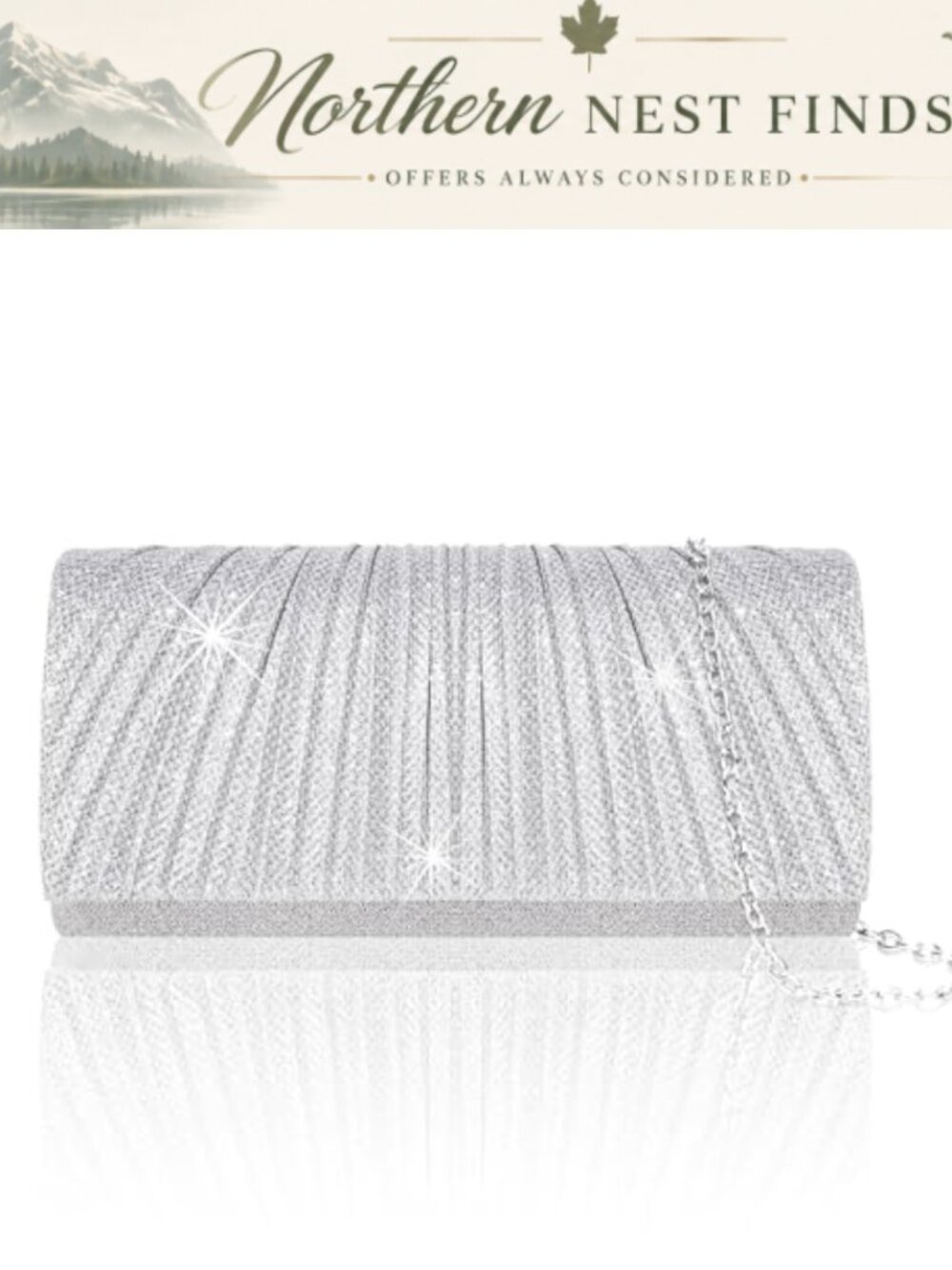 Larcenciel Pleated Clutch Evening Bag with Removable Chain Strap